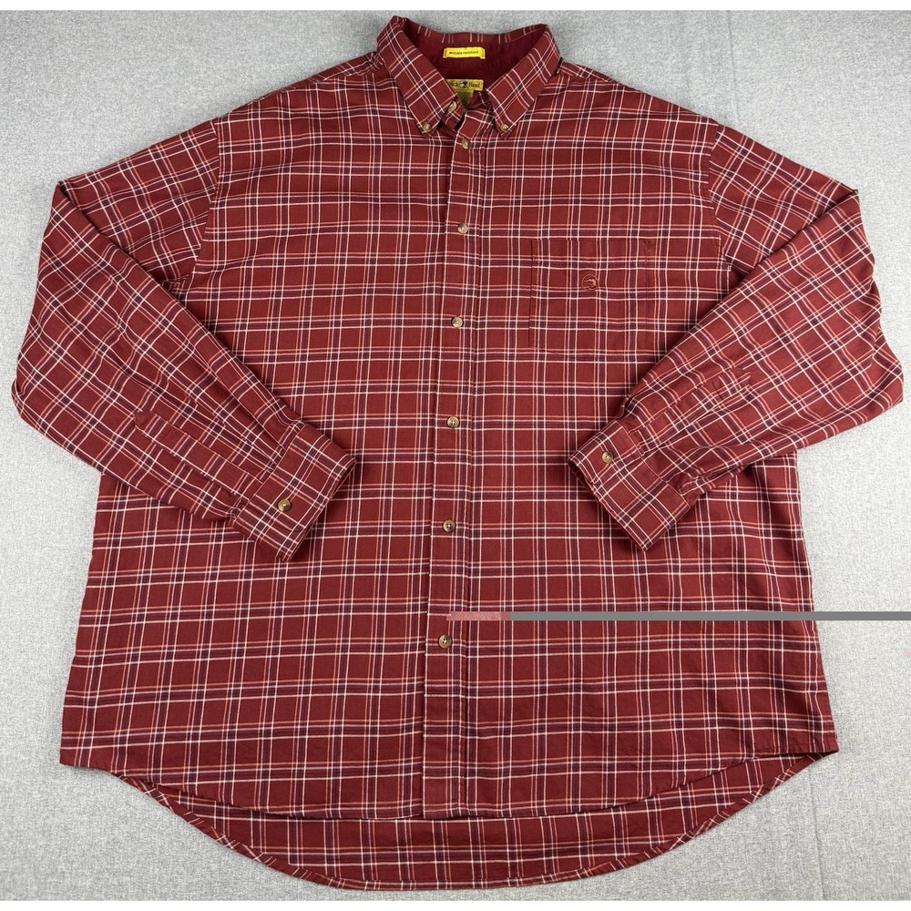 Duck Head Shirt Mens XXL Red Plaid Wrinkle Resistant Cotton Button Down 2XL